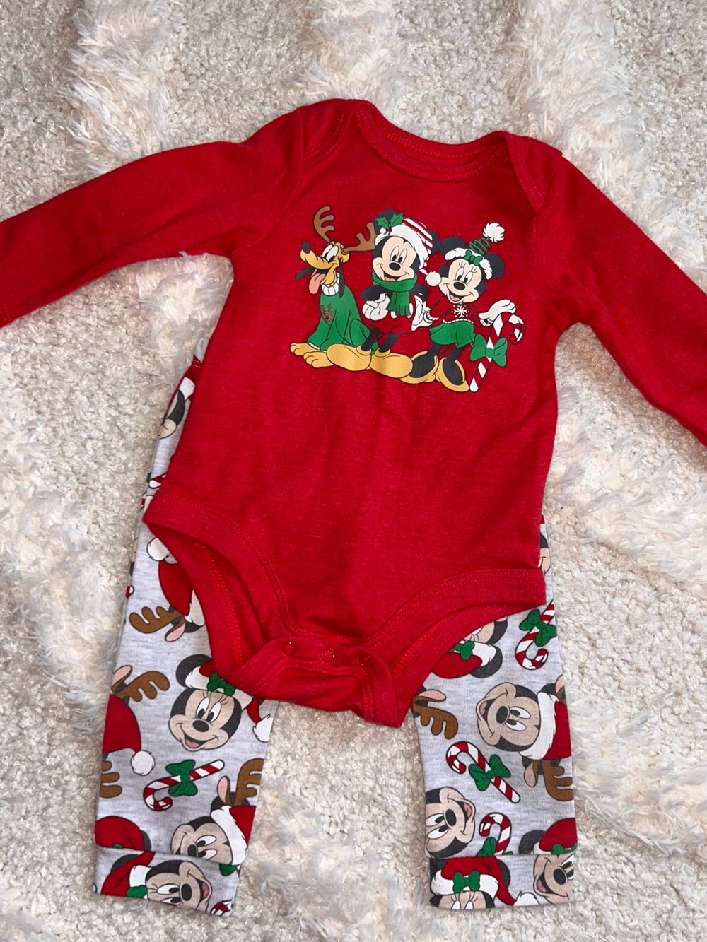 Baby Disney Mickey & Minnie Mouse Christmas 2Pc Set